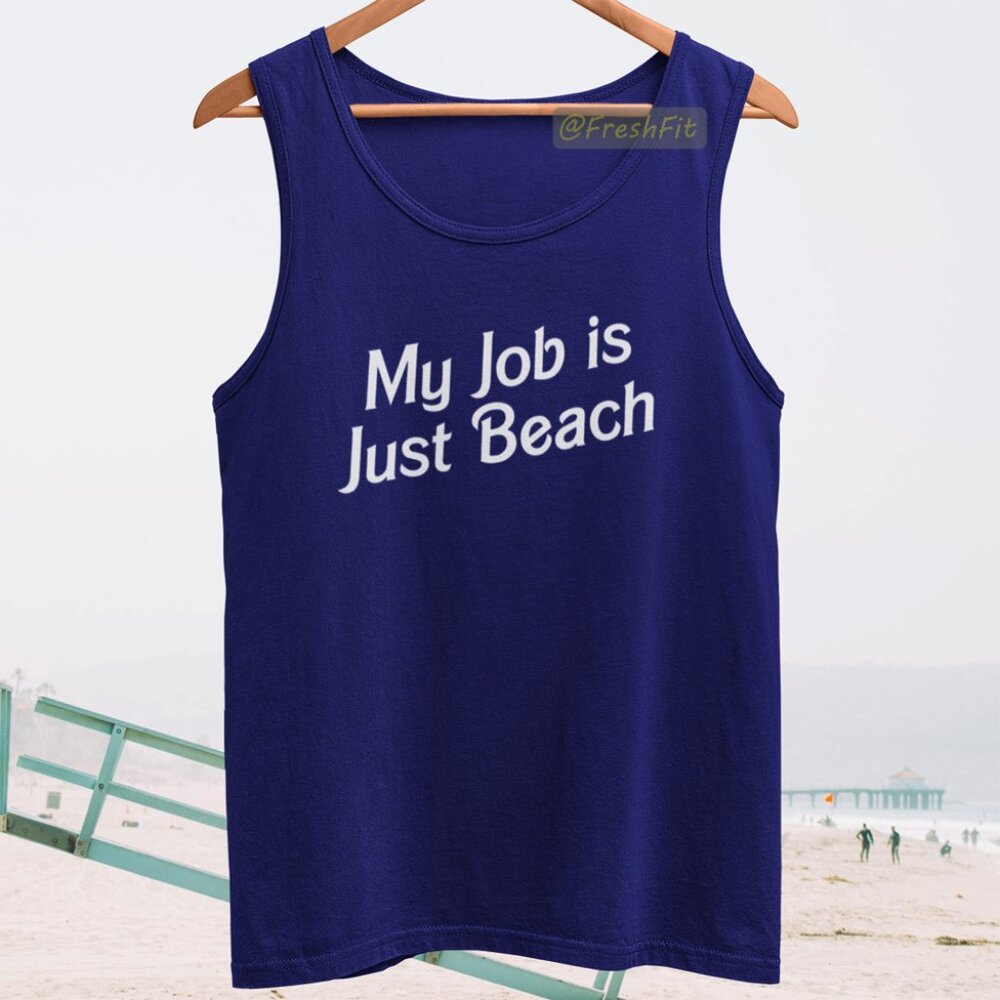 🆕My Job is Just Beach Navy Tank Top